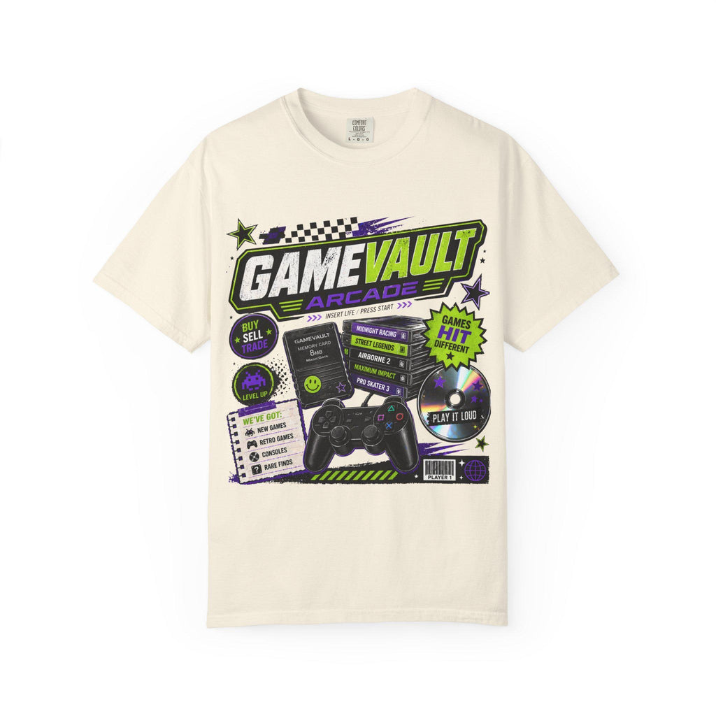 Game Vault Arcade Shirt, Y2K Retro Gaming Tee, Vintage Wash Streetwear Graphic