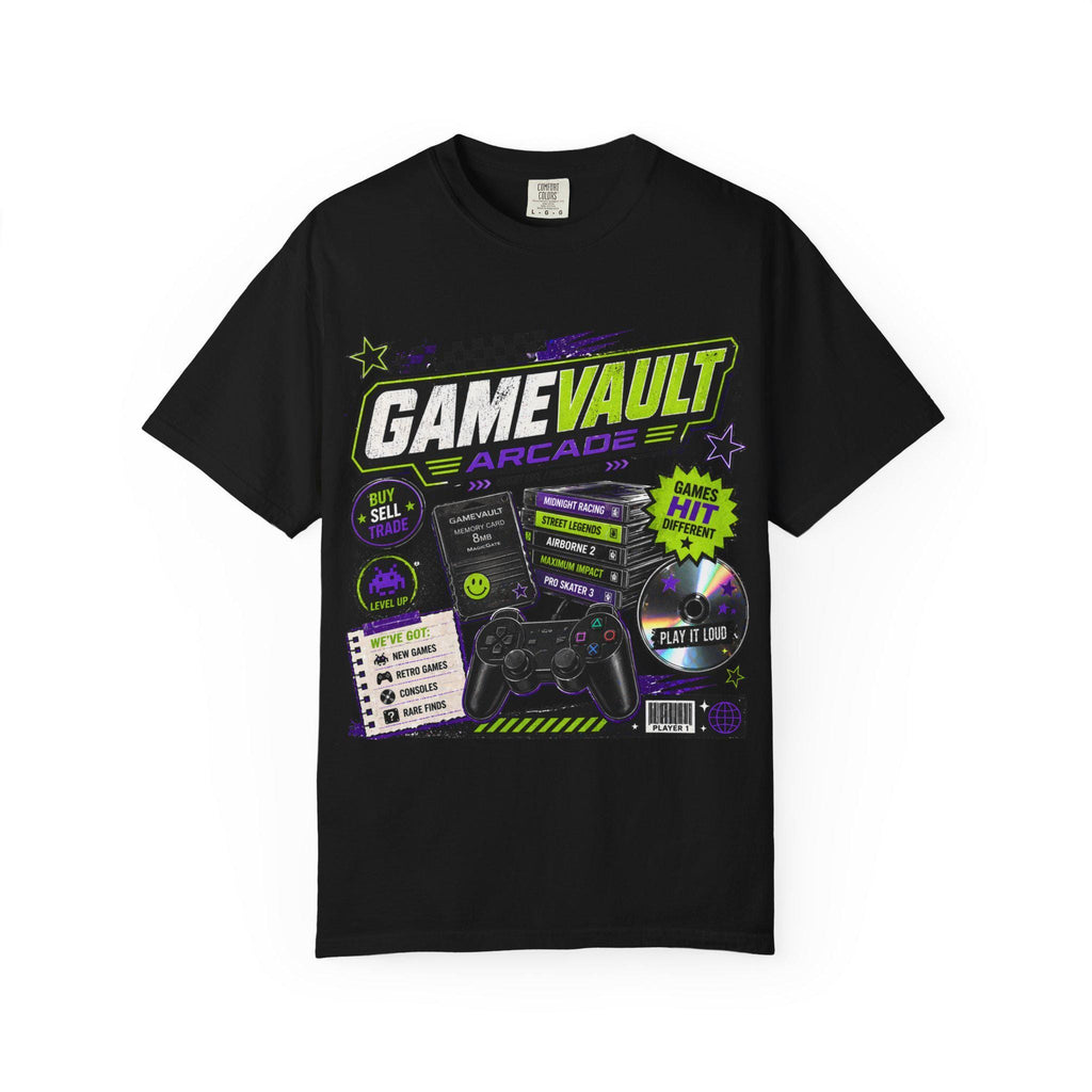 Game Vault Arcade Shirt, Y2K Retro Gaming Tee, Vintage Wash Streetwear Graphic