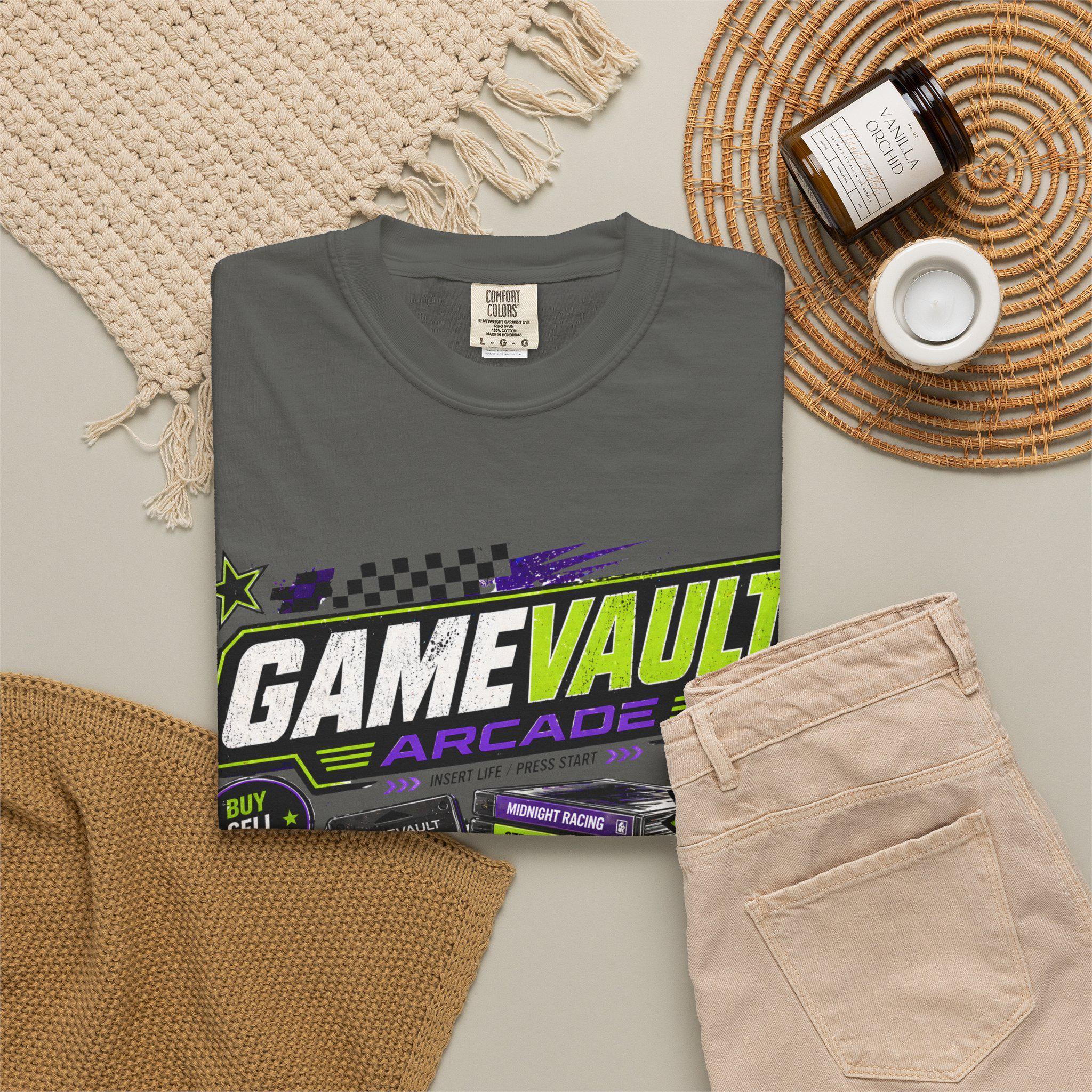Game Vault Arcade Shirt, Y2K Retro Gaming Tee, Vintage Wash Streetwear Graphic