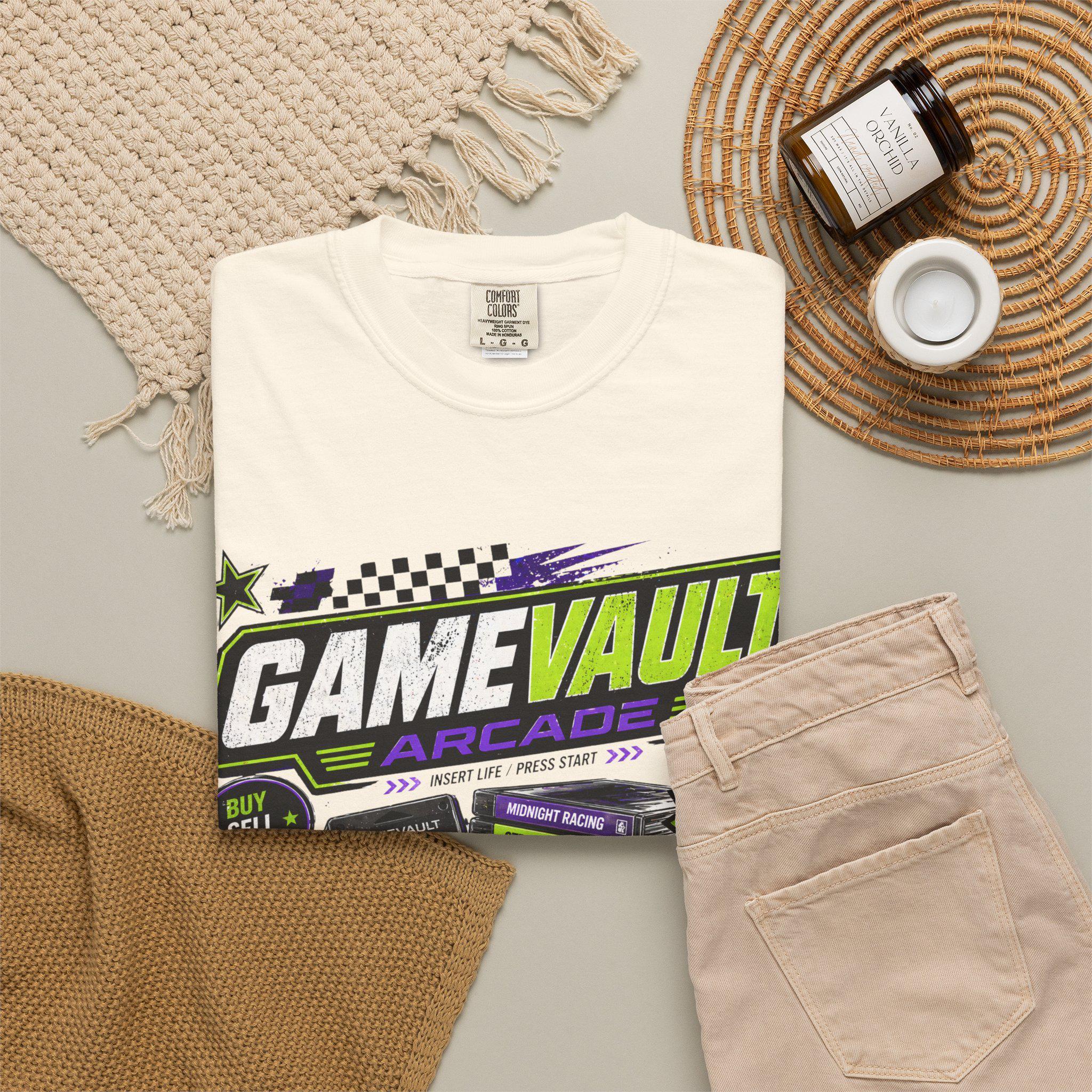 Game Vault Arcade Shirt, Y2K Retro Gaming Tee, Vintage Wash Streetwear Graphic