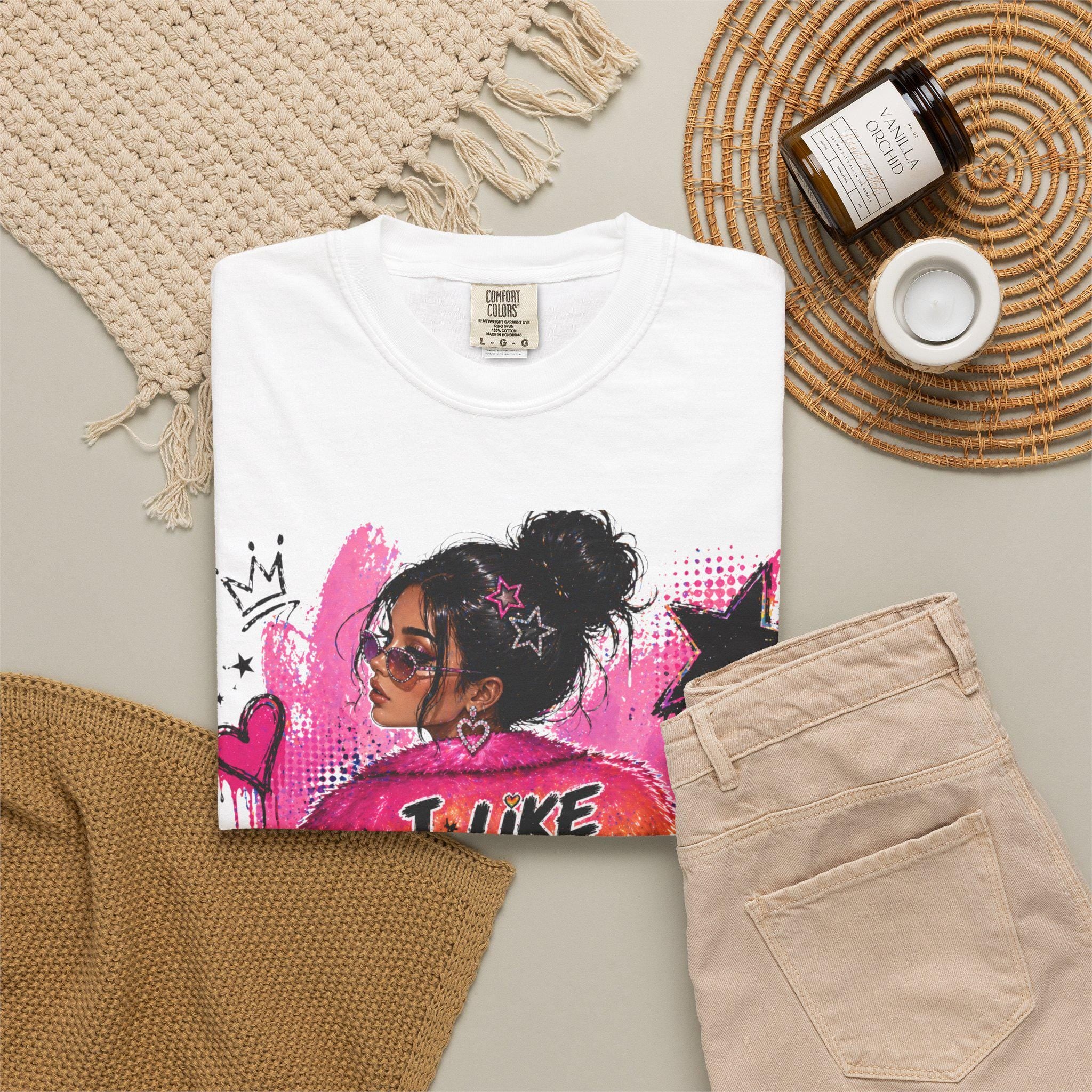 I Like What Rainbow Graphic Tee, Y2K Statement Top, Bold Grunge Shirt