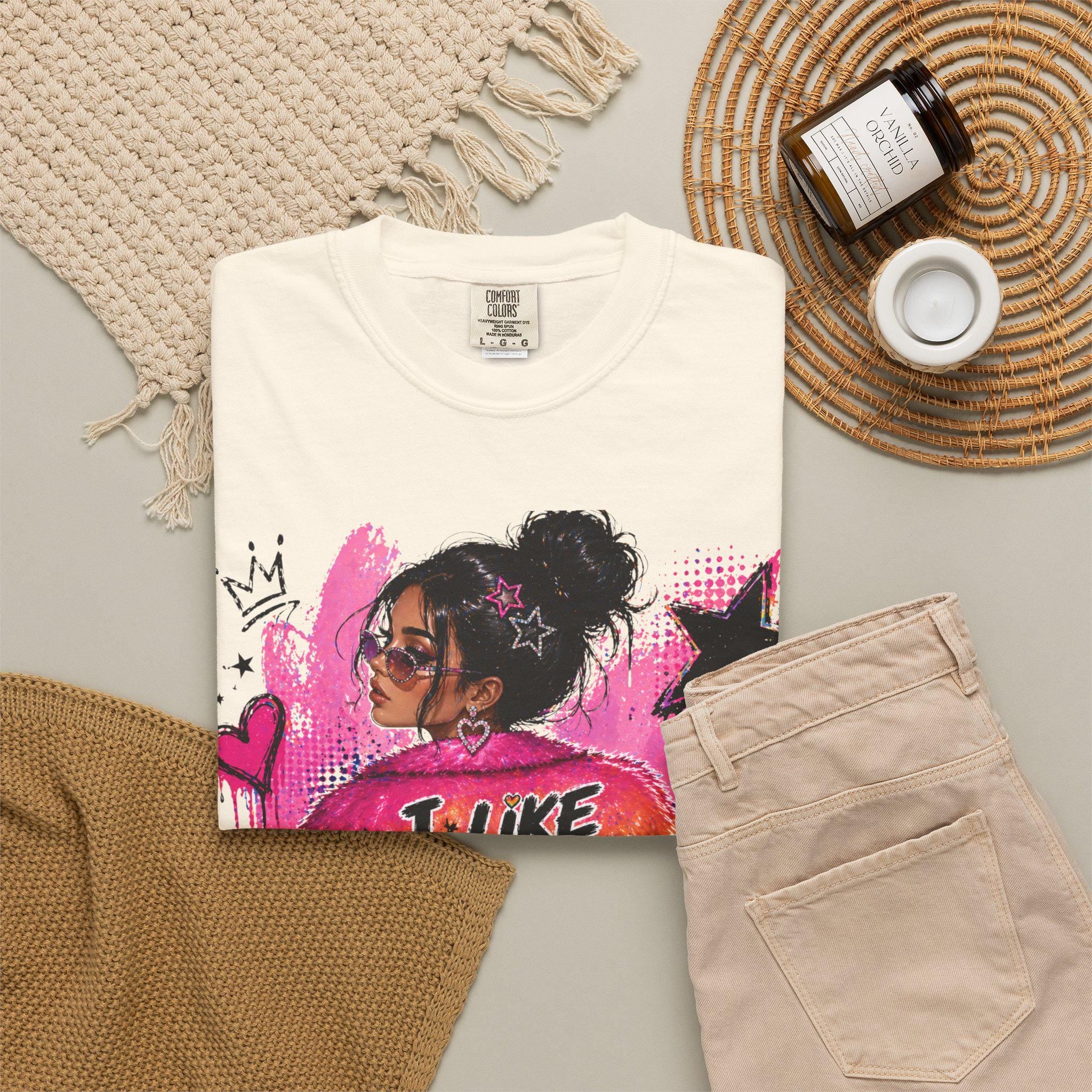 I Like What Rainbow Graphic Tee, Y2K Statement Top, Bold Grunge Shirt