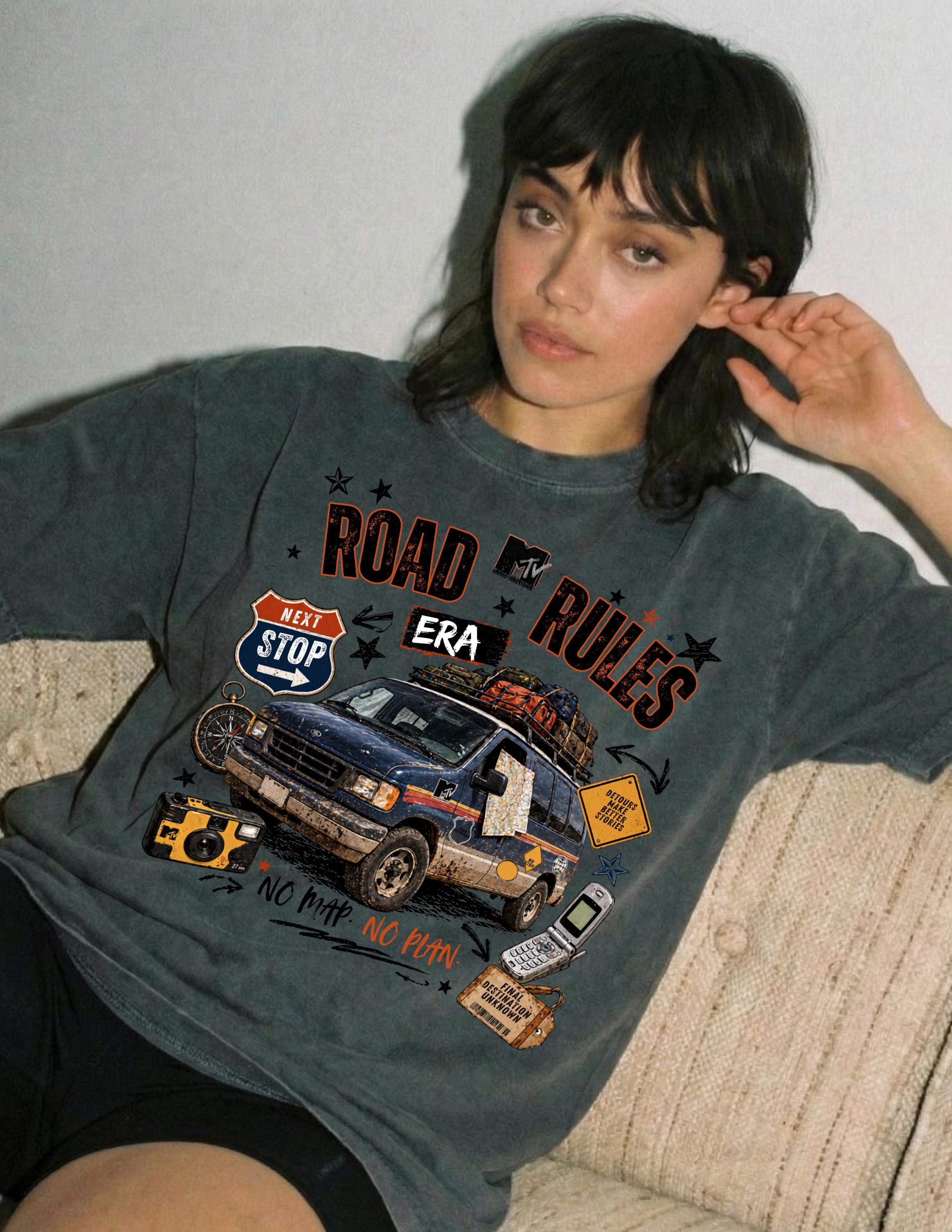 Road Rules Van Illustration T-Shirt | Retro Road Trip Graphic Tee