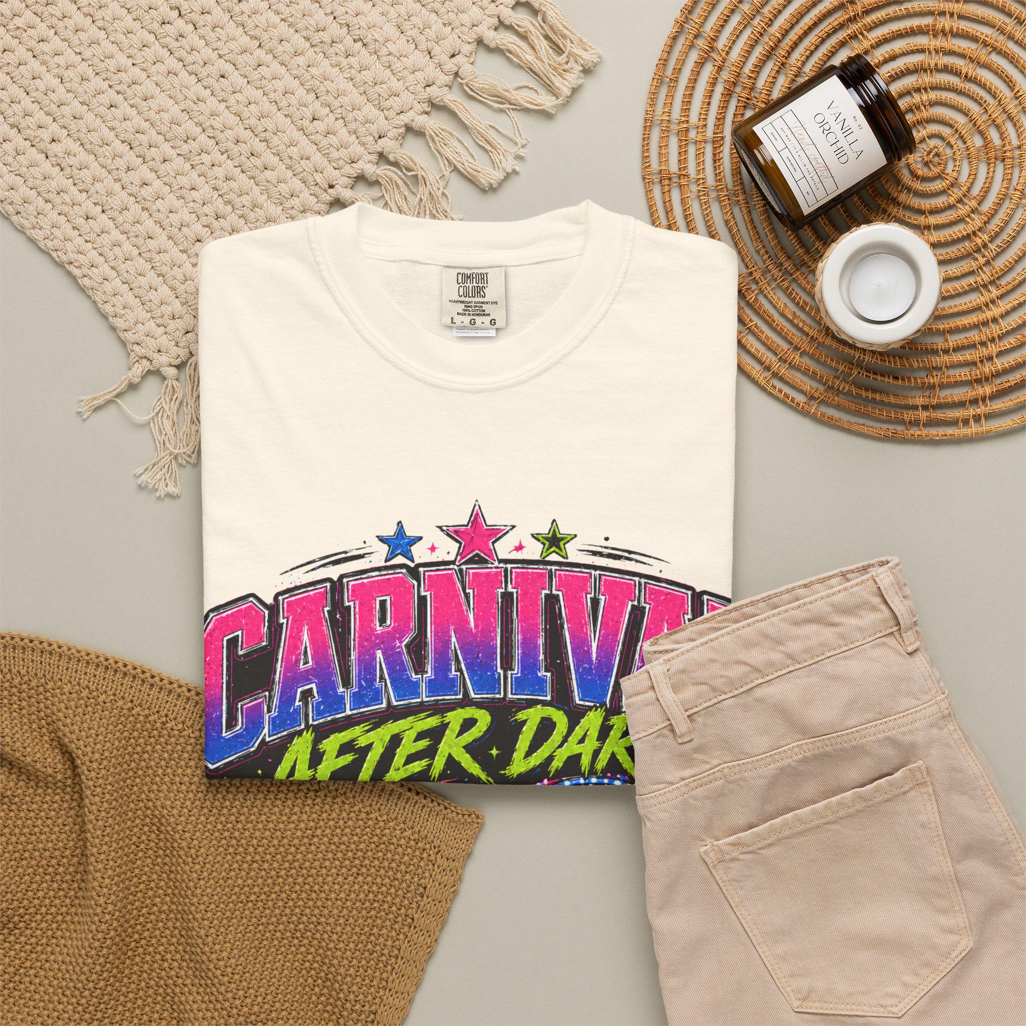 Carnival After Dark Shirt, Y2K Neon Fair Graphic Tee, Night Carnival Aesthetic, Retro Festival Shirt, Good Nights Bad Decisions Tee