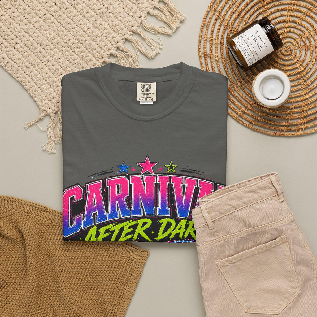 Carnival After Dark Shirt, Y2K Neon Fair Graphic Tee, Night Carnival Aesthetic, Retro Festival Shirt, Good Nights Bad Decisions Tee
