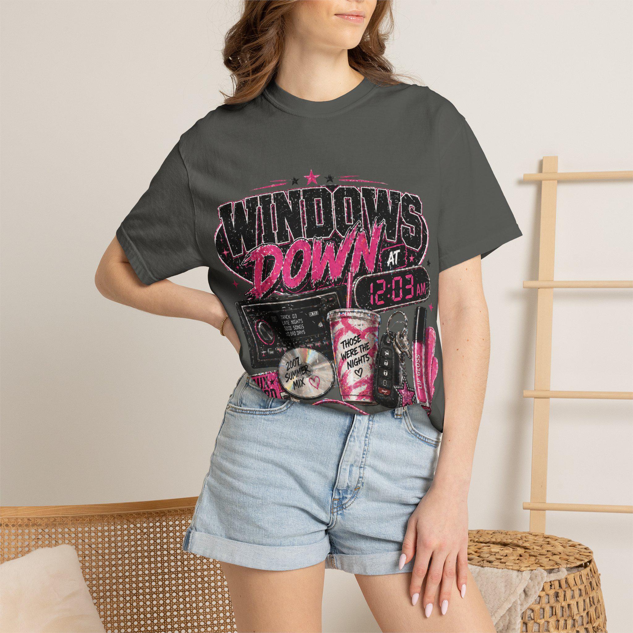Windows Down cassette radio graphic T-shirt | retro 90s car vibe