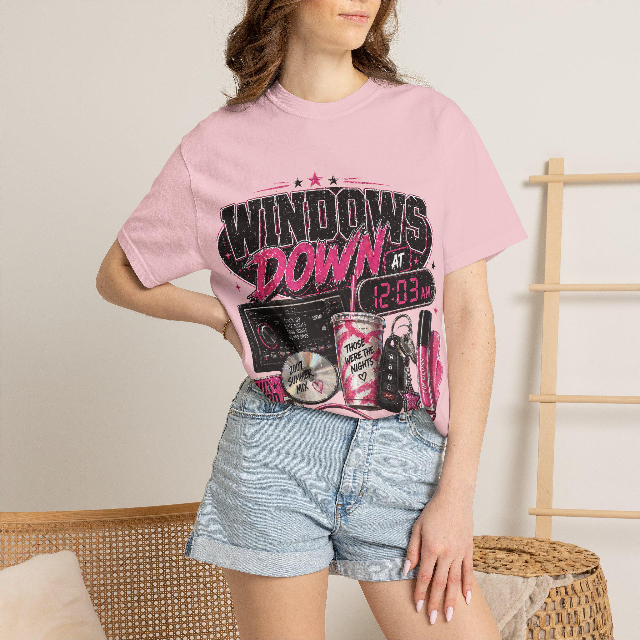 Windows Down cassette radio graphic T-shirt | retro 90s car vibe