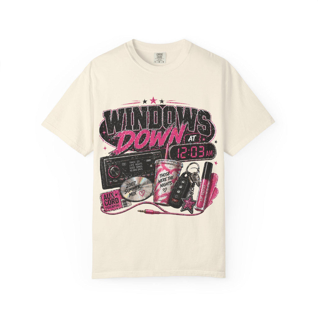 Windows Down cassette radio graphic T-shirt | retro 90s car vibe