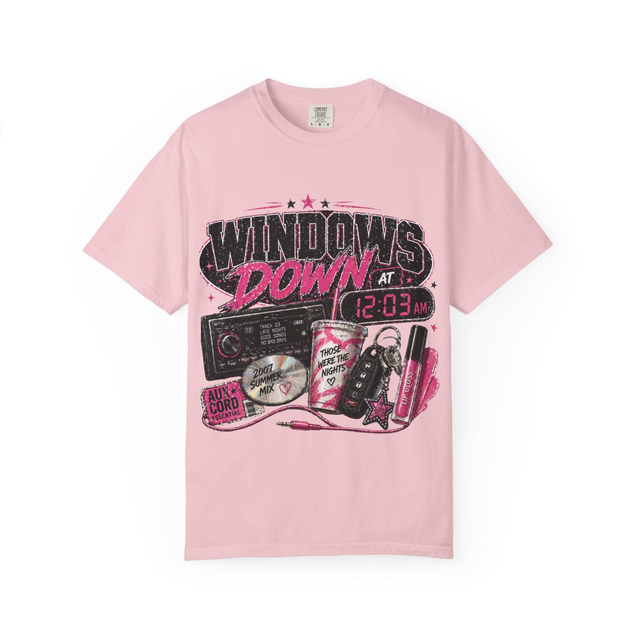 Windows Down cassette radio graphic T-shirt | retro 90s car vibe