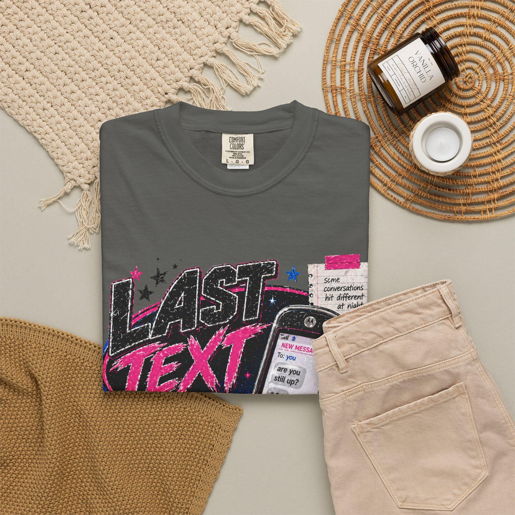 Last Text Before Midnight T-shirt | Retro Cellphone Graphic, 2000s Nostalgia