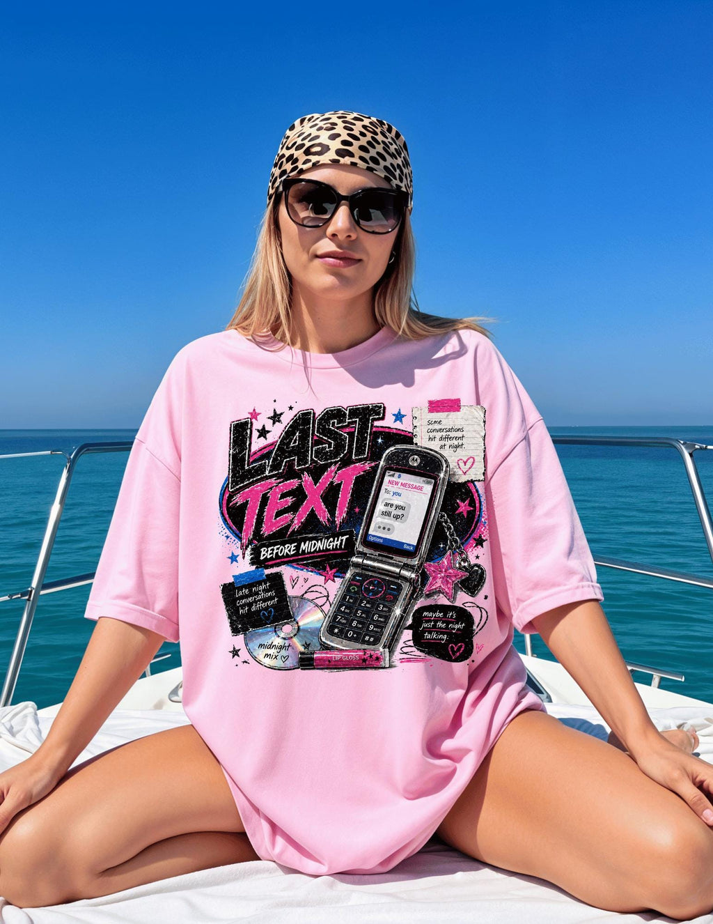 Last Text Before Midnight T-shirt | Retro Cellphone Graphic, 2000s Nostalgia
