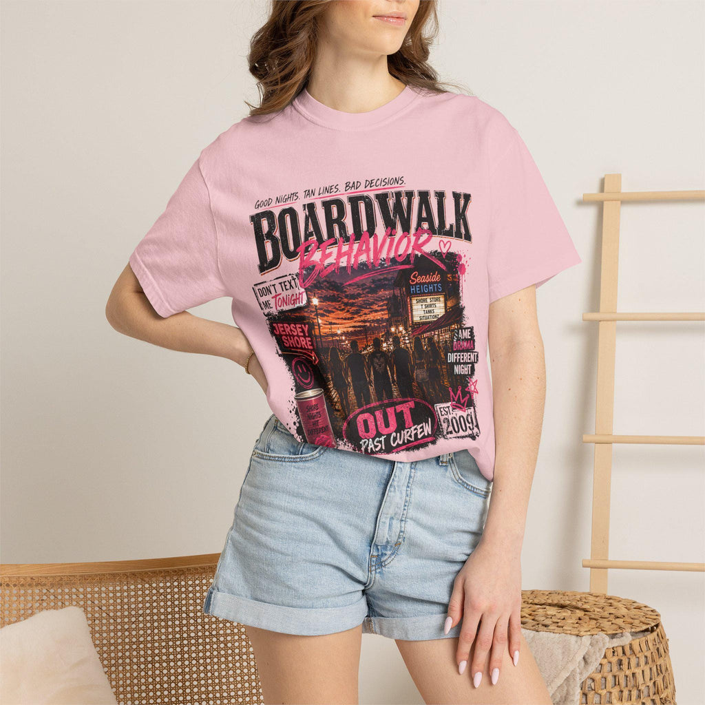 Boardwalk Behavior Beach Scene T-shirt | Jersey Shore Sunset Graphic