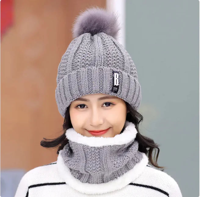 Women's Winter Knit Hat & Scarf Set