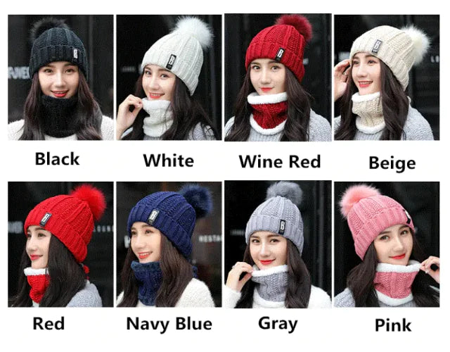 Women's Winter Knit Hat & Scarf Set