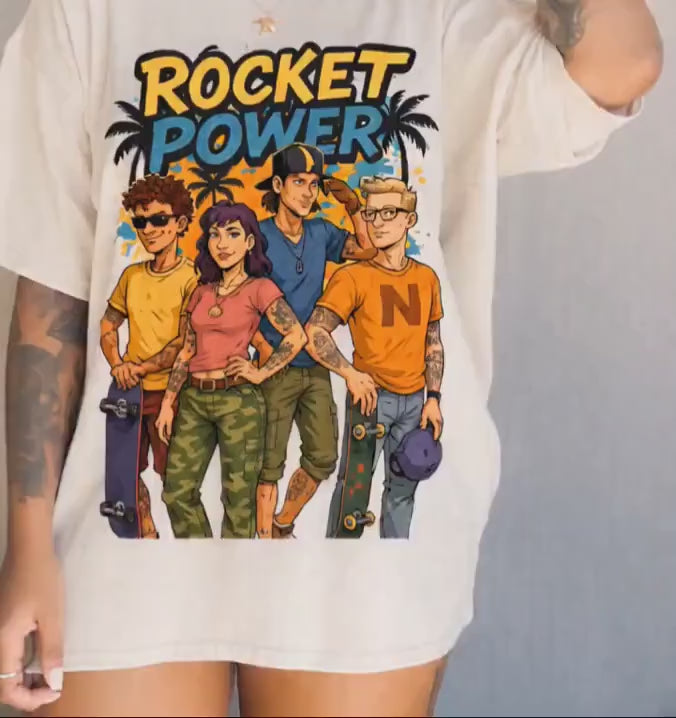 Rocket Power Cartoon Tee: Unisex Garment-Dyed Graphic T-shirt