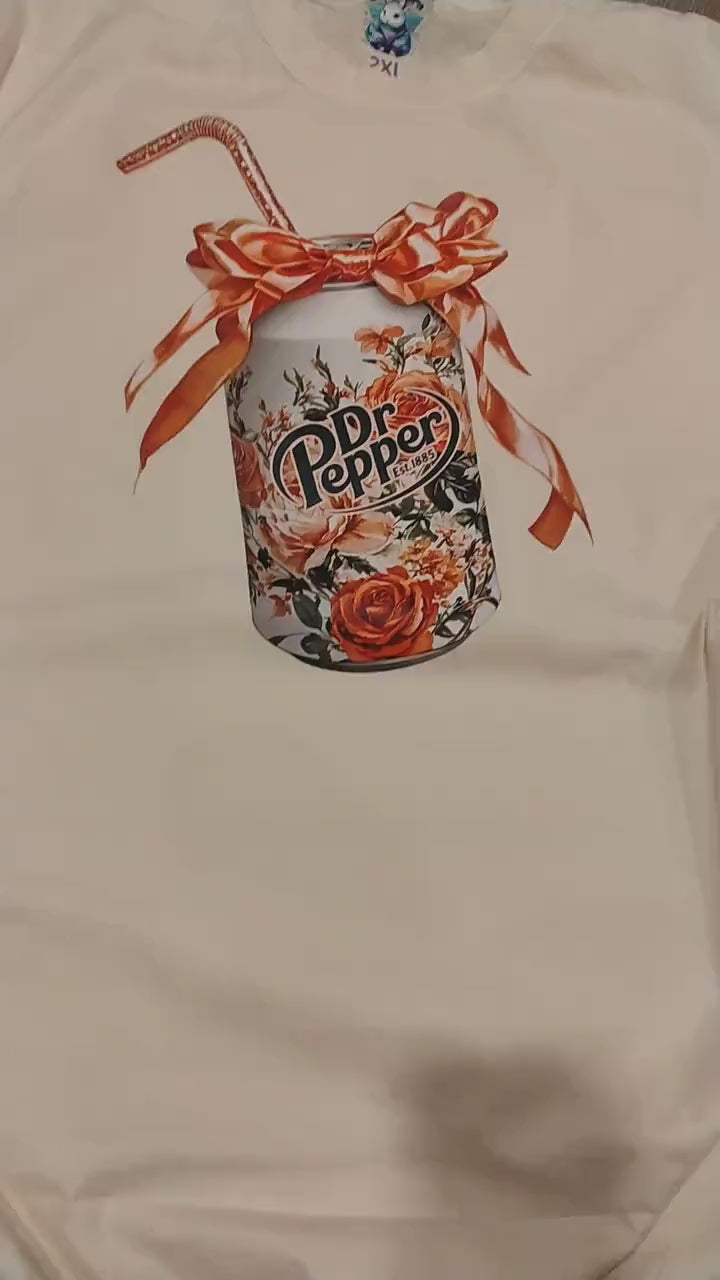 Floral Dr Pepper Parody T-Shirt: Vintage Soda Inspired Summer Tee for Retro Drink Lovers