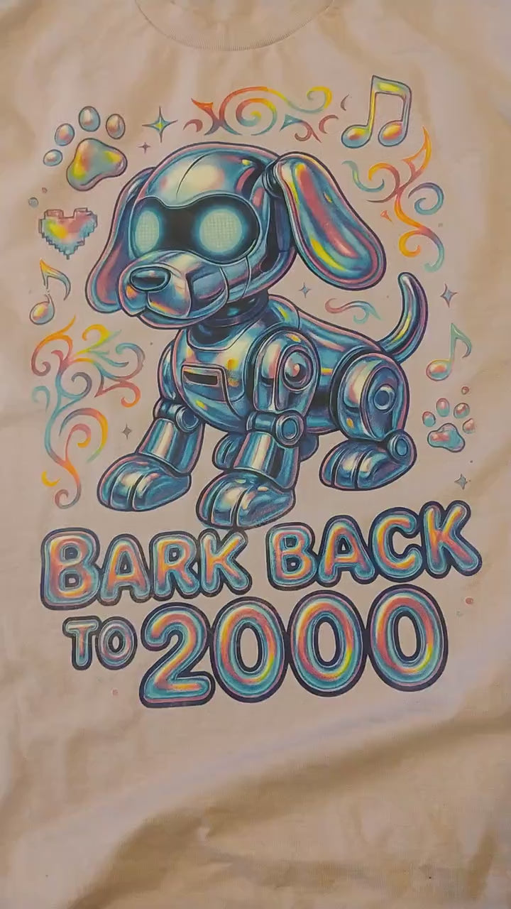 Y2K Inspired Robot Dog Graphic Tee - Nostalgic 2000s Tech Pet Lover Unisex Cotton Shirt
