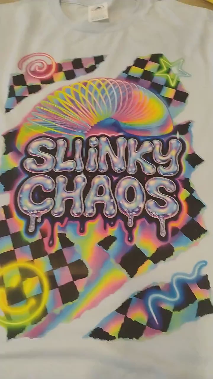 Y2K Neon Spiral Heavy Cotton Tee - 90s Retro Graphic Shirt