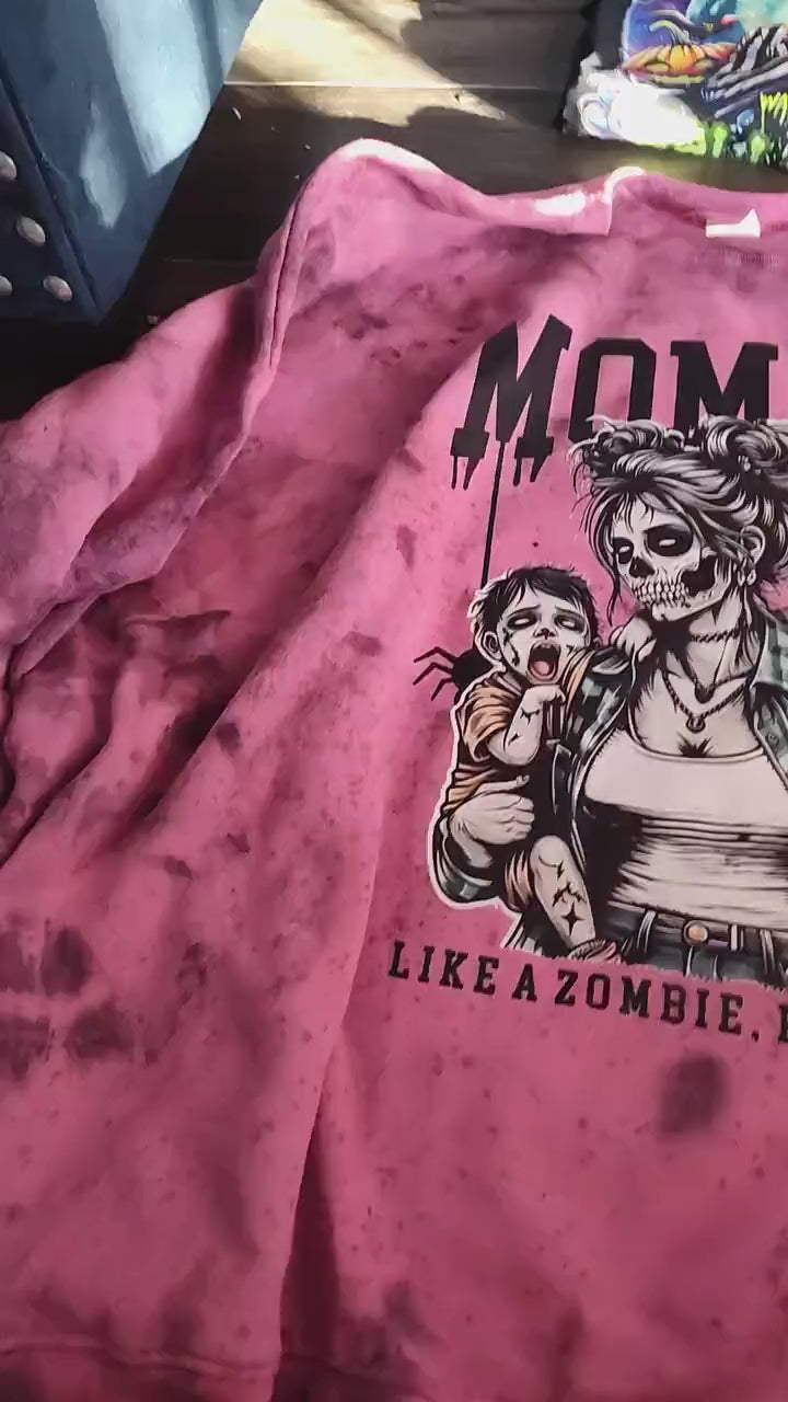 Parody Spooky Mombie Halloween Sweatshirt - Funny Costume for Moms with Personalized Splatter Design