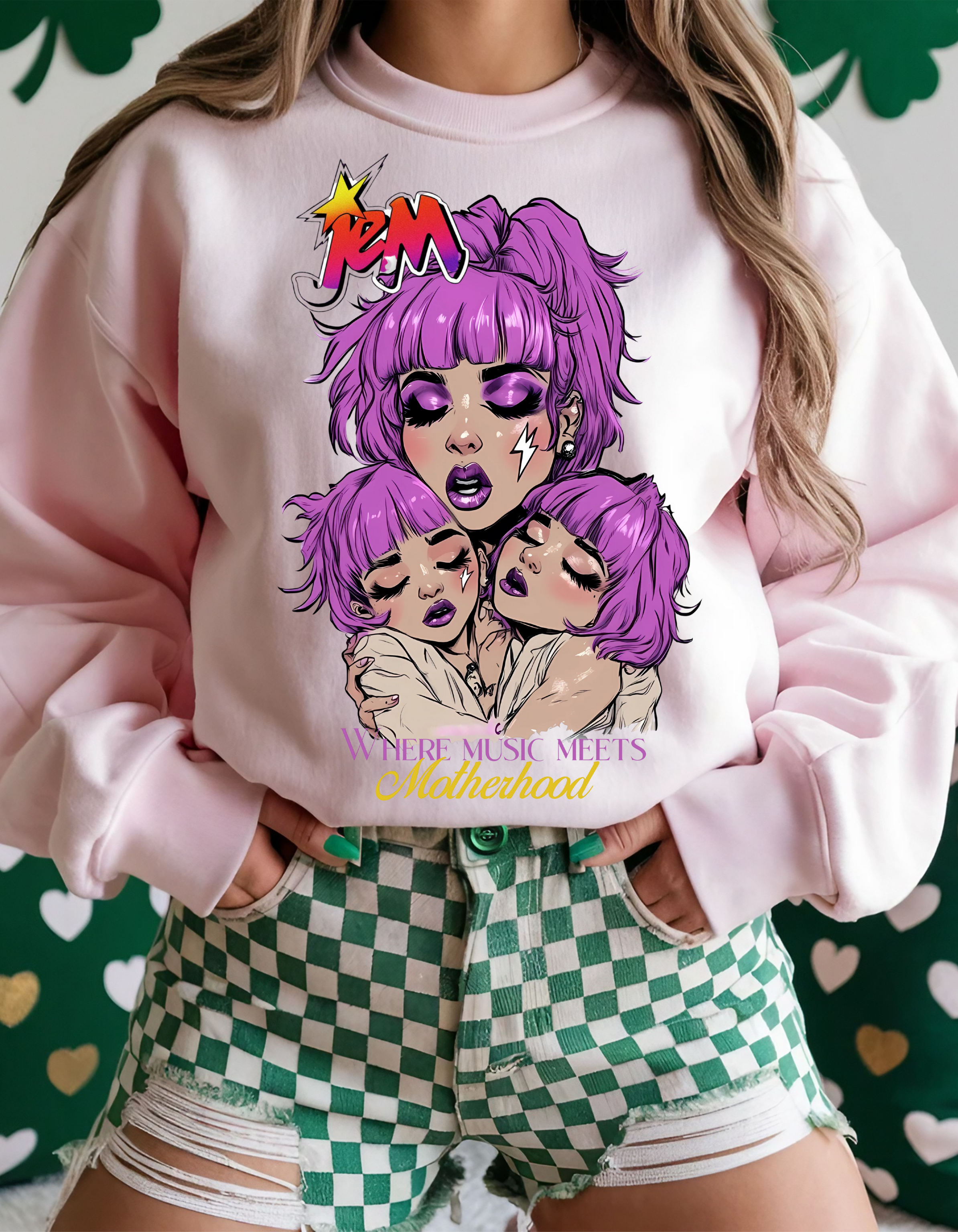 Retro 80er Cartoon Sweatshirt, Personalisierbare Jem and the Holograms Parodie Kleidung, Unisex Crewneck, Individualisierbarer Pullover, Vintage Style