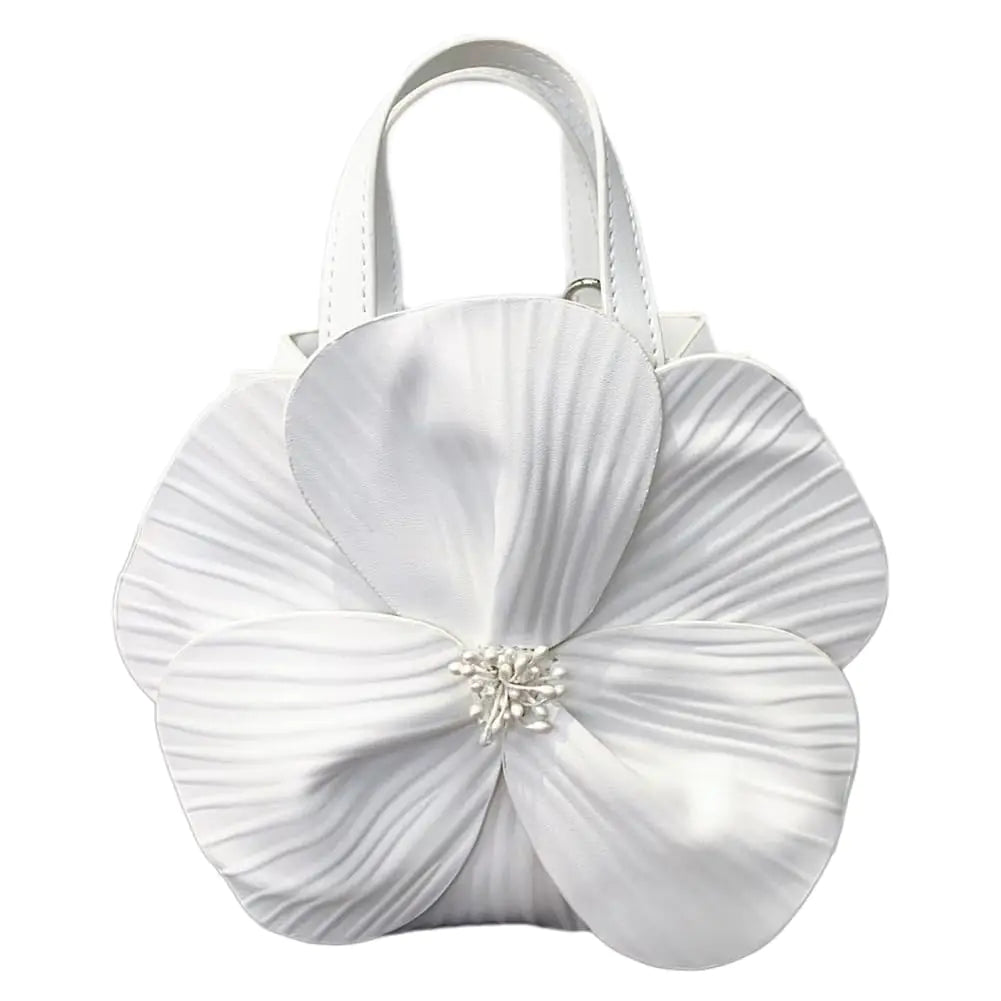 Mini Flower Evening Purse Bridal Clutch for Wedding PU Leather Evening Handbag Crossbody Purse with Chain Wedding Party Prom